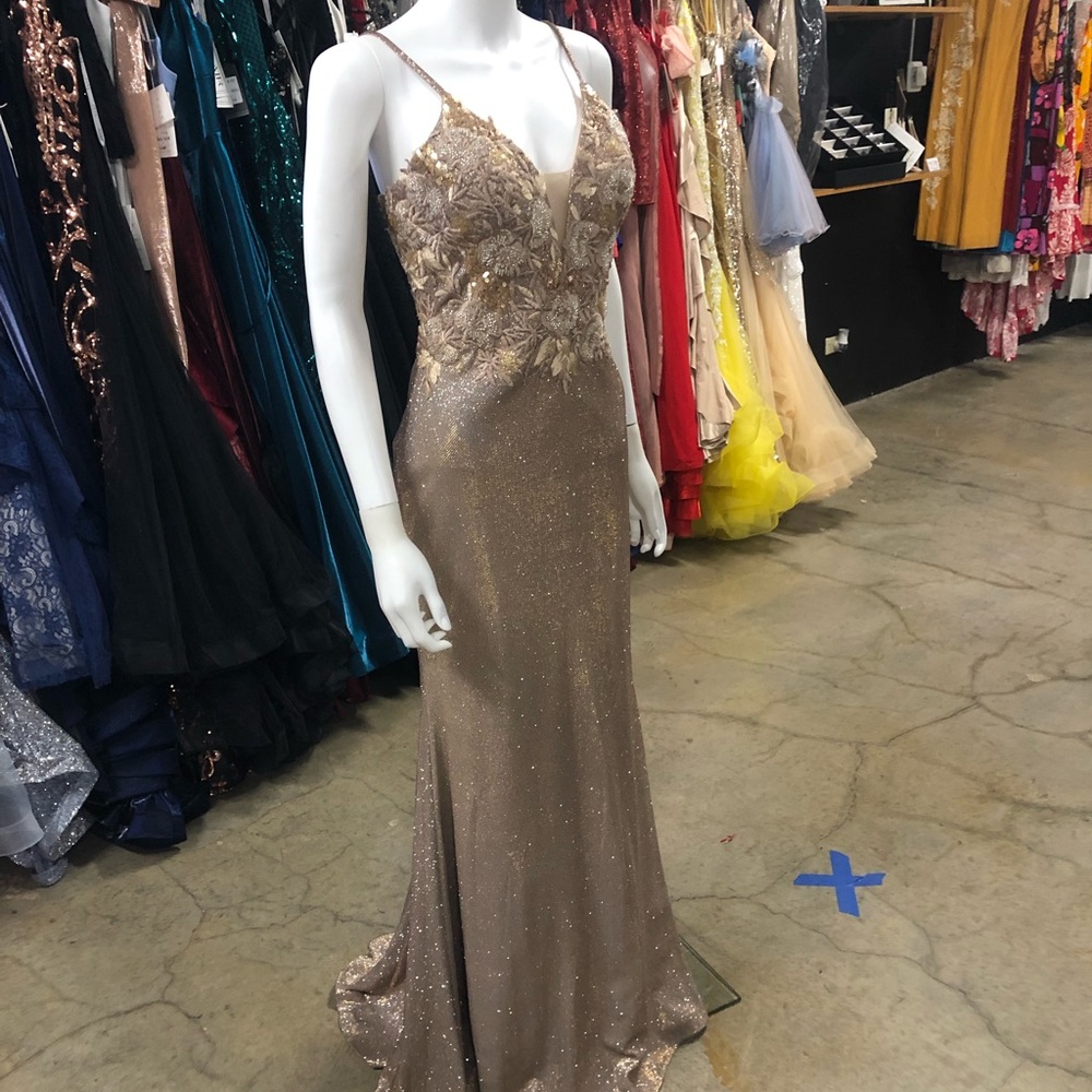 Faviana Metallic Copper Prom Dress - Style S10483